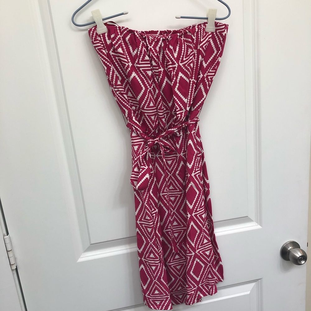 Hot pink and white dress